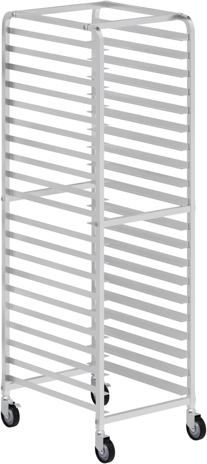 Heavy Duty 20-Tier Aluminum Kitchen Pan Rack with Wheels