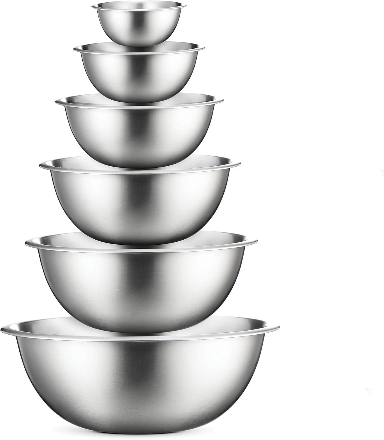 Silver Stainless Steel 6-Piece Nesting Mixing Bowl Set