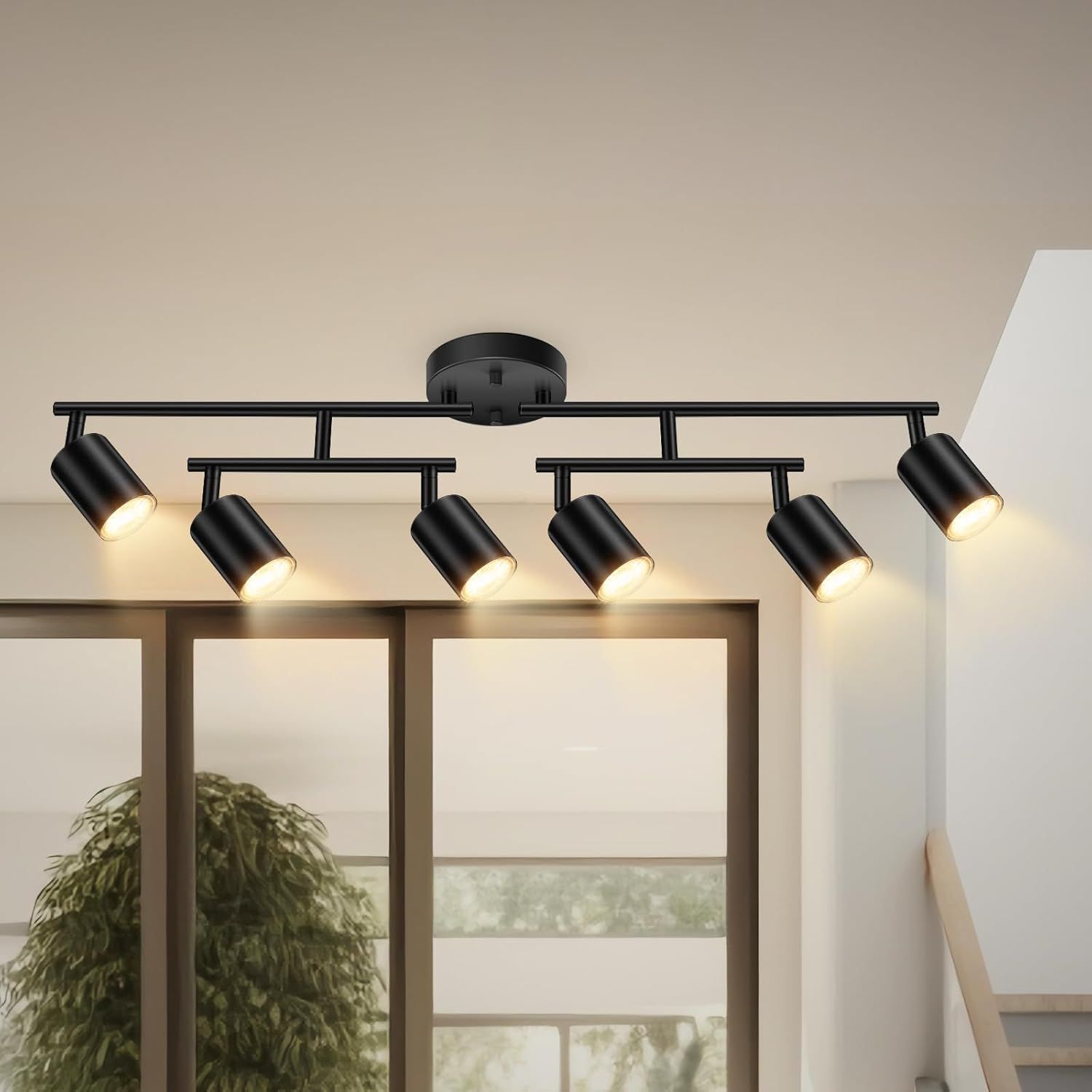 Modern Black Aluminum 6-Light Adjustable Track Lighting Kit