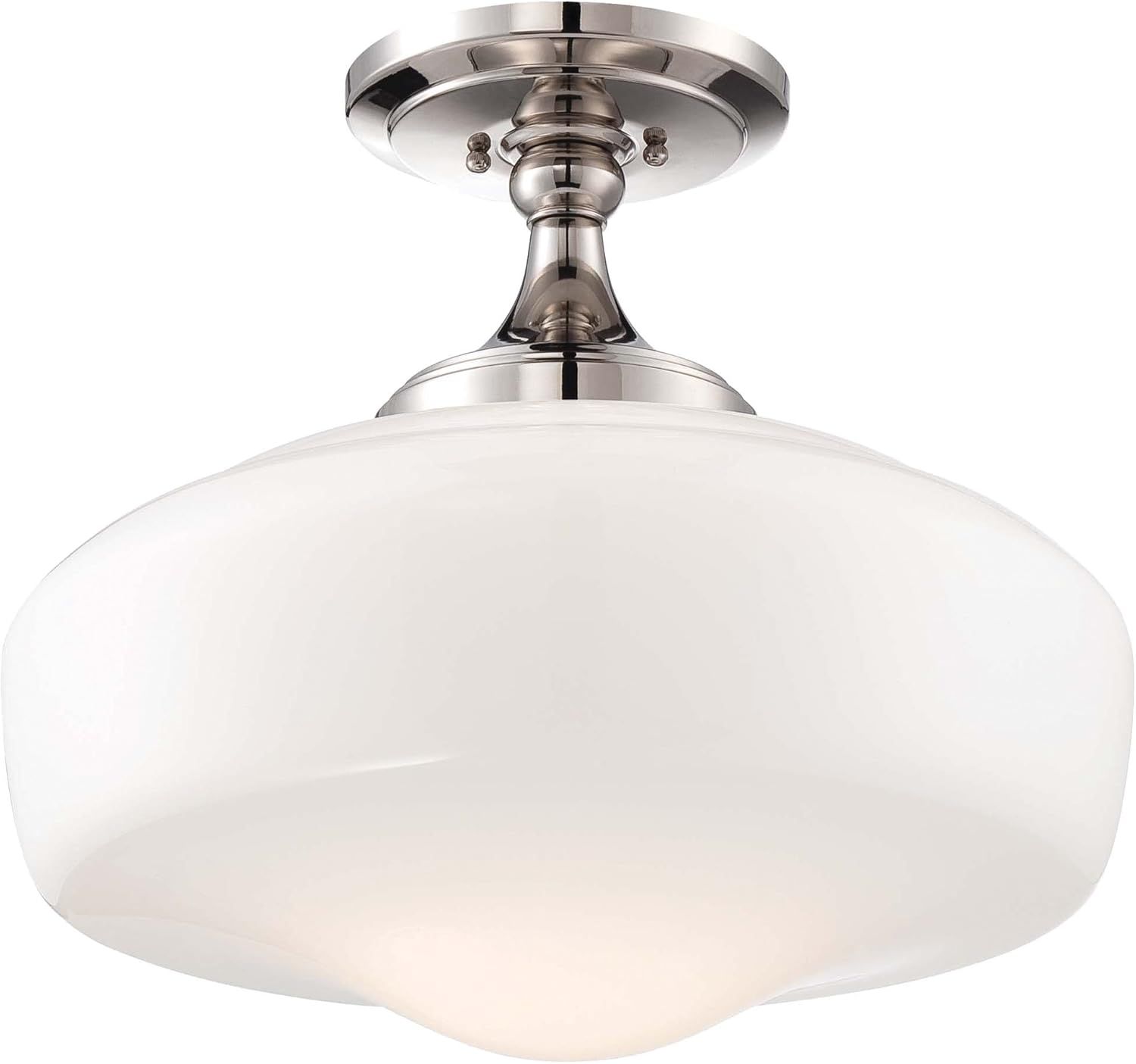 Polished Nickel Opal Glass Indoor/Outdoor Semi-Flush Mount Light