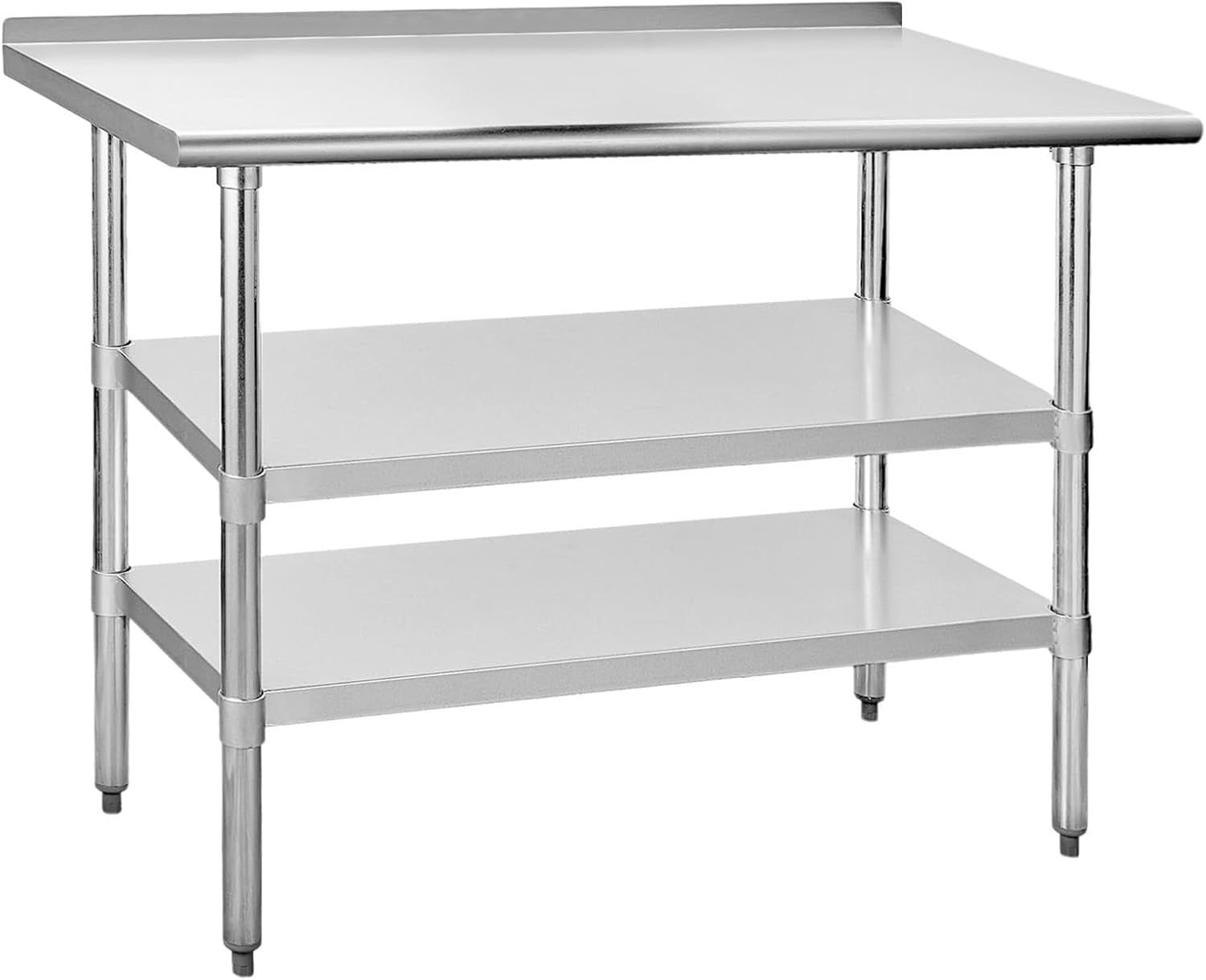 Stainless Steel 48" Work Table with Backsplash and Shelves