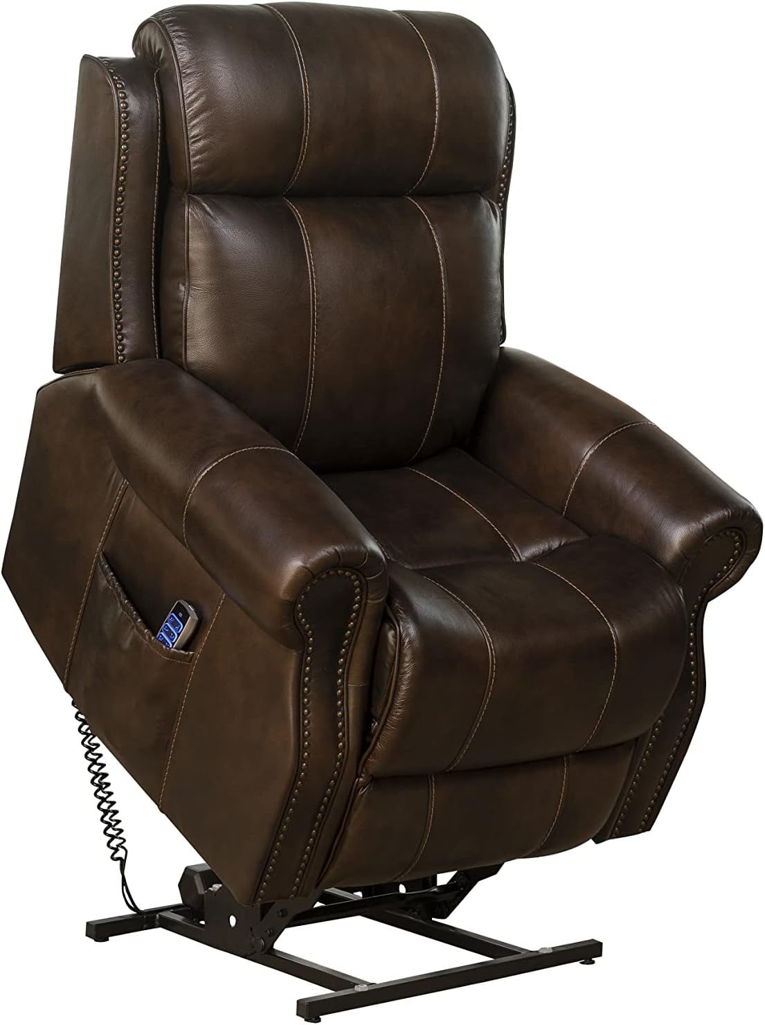 Classic Tonya Brown Leather Power Lift Recliner with Dual Motor