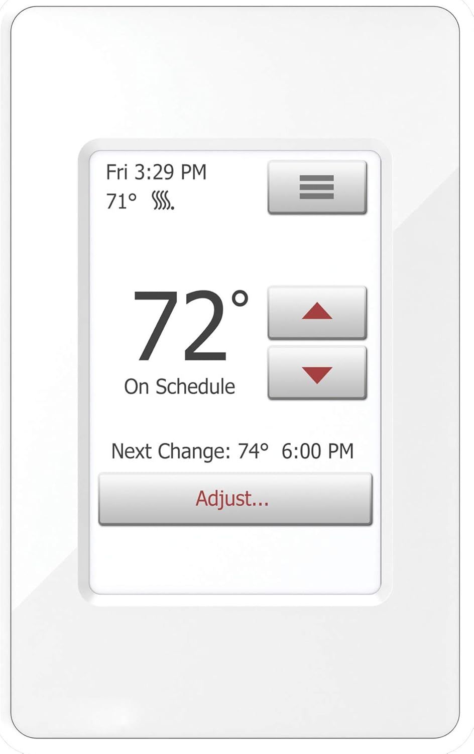 White Programmable Touchscreen Thermostat with Floor Sensor