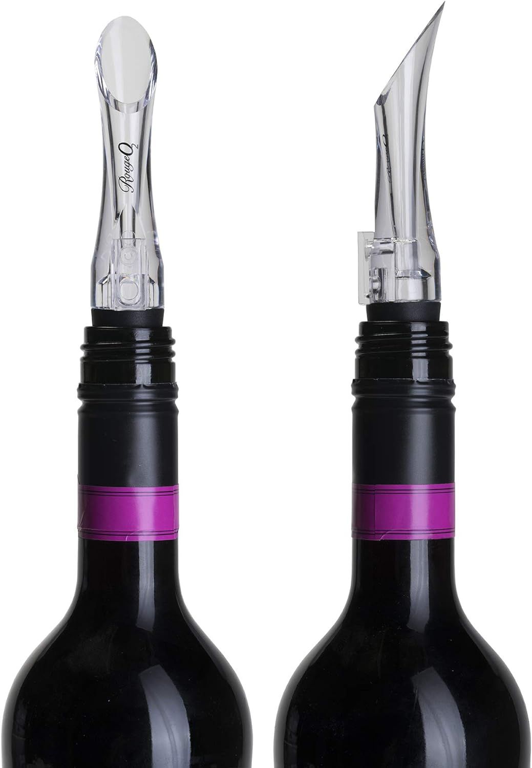 Compact Black Dual Chamber Wine Aerator with Lid