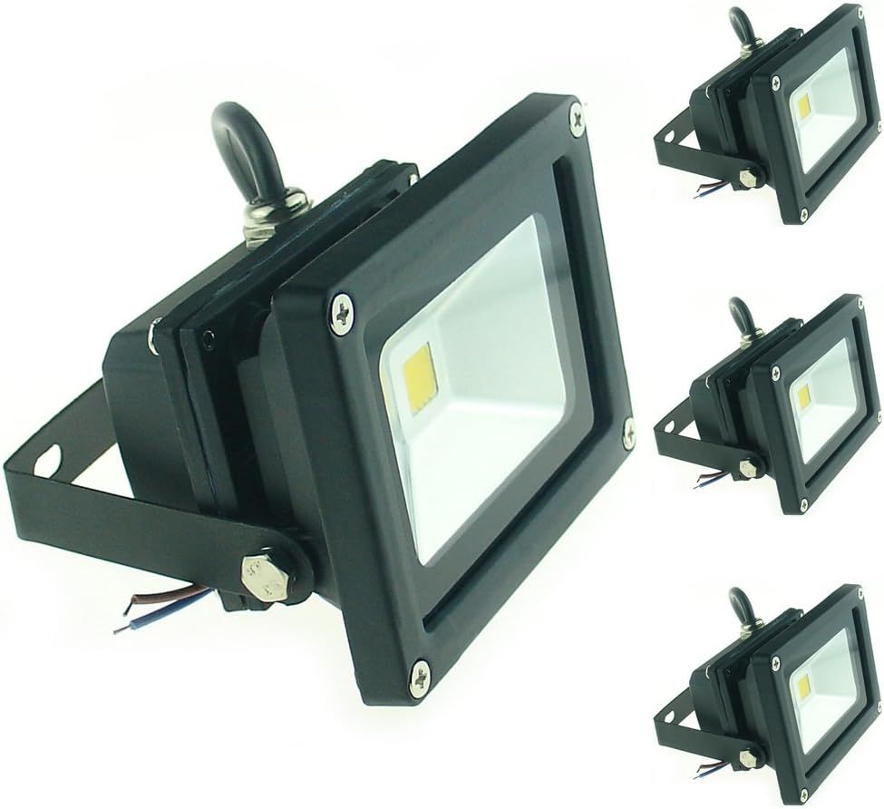 10W Black LED Floodlight Security Lights for Outdoor Use, Pack of 4