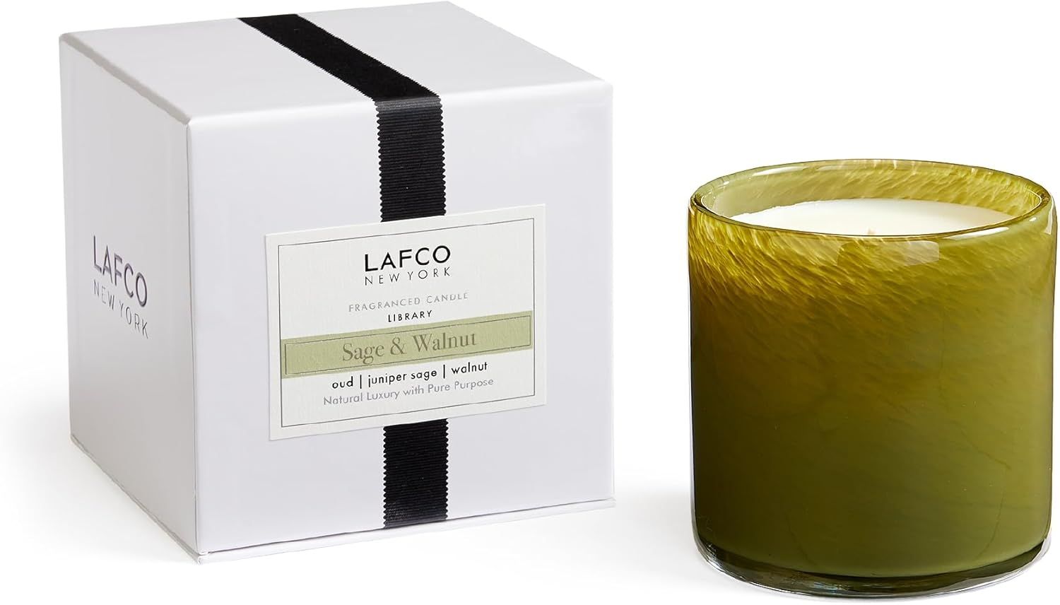 Sage and Walnut Scented Soy Candle in Green Glass