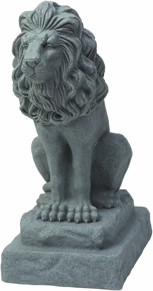 Guardian Lion 28" Natural Granite Resin Garden Statue