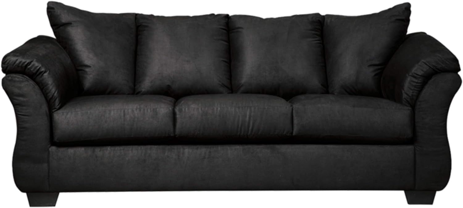 Darcy Black Contemporary Sofa with Pillow Top Armrests