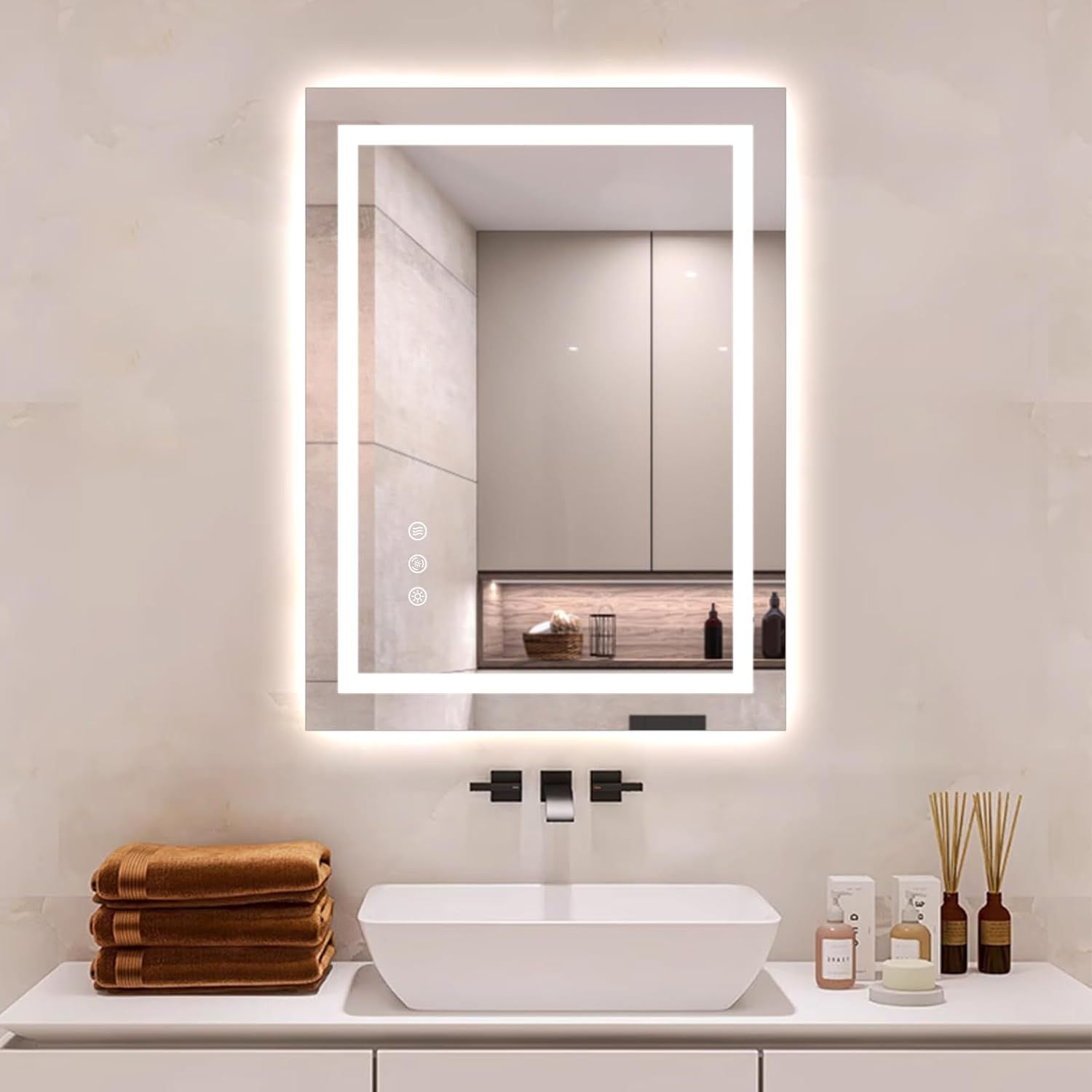 Modern Rectangular Aluminum LED Bathroom Vanity Mirror