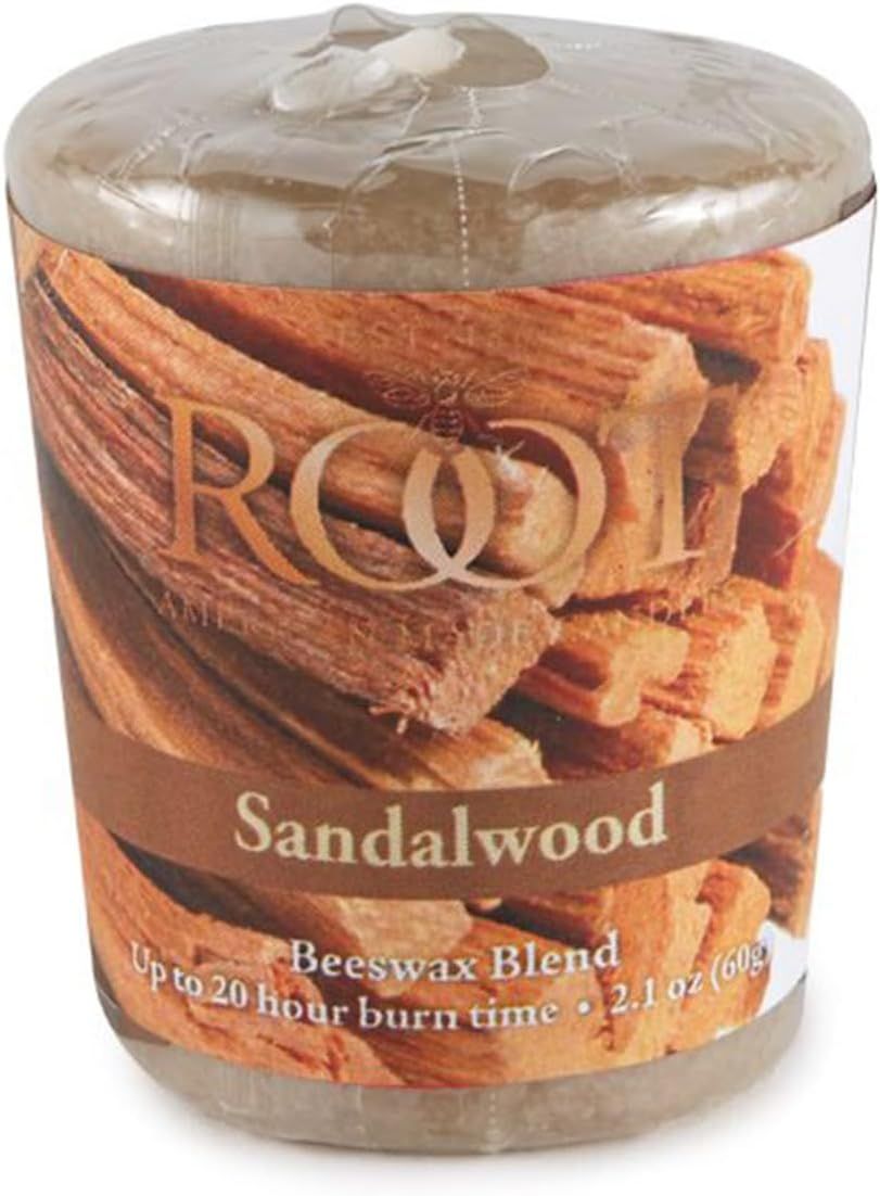 Sandalwood Scented Beige Beeswax Votive Candles, 18-Pack