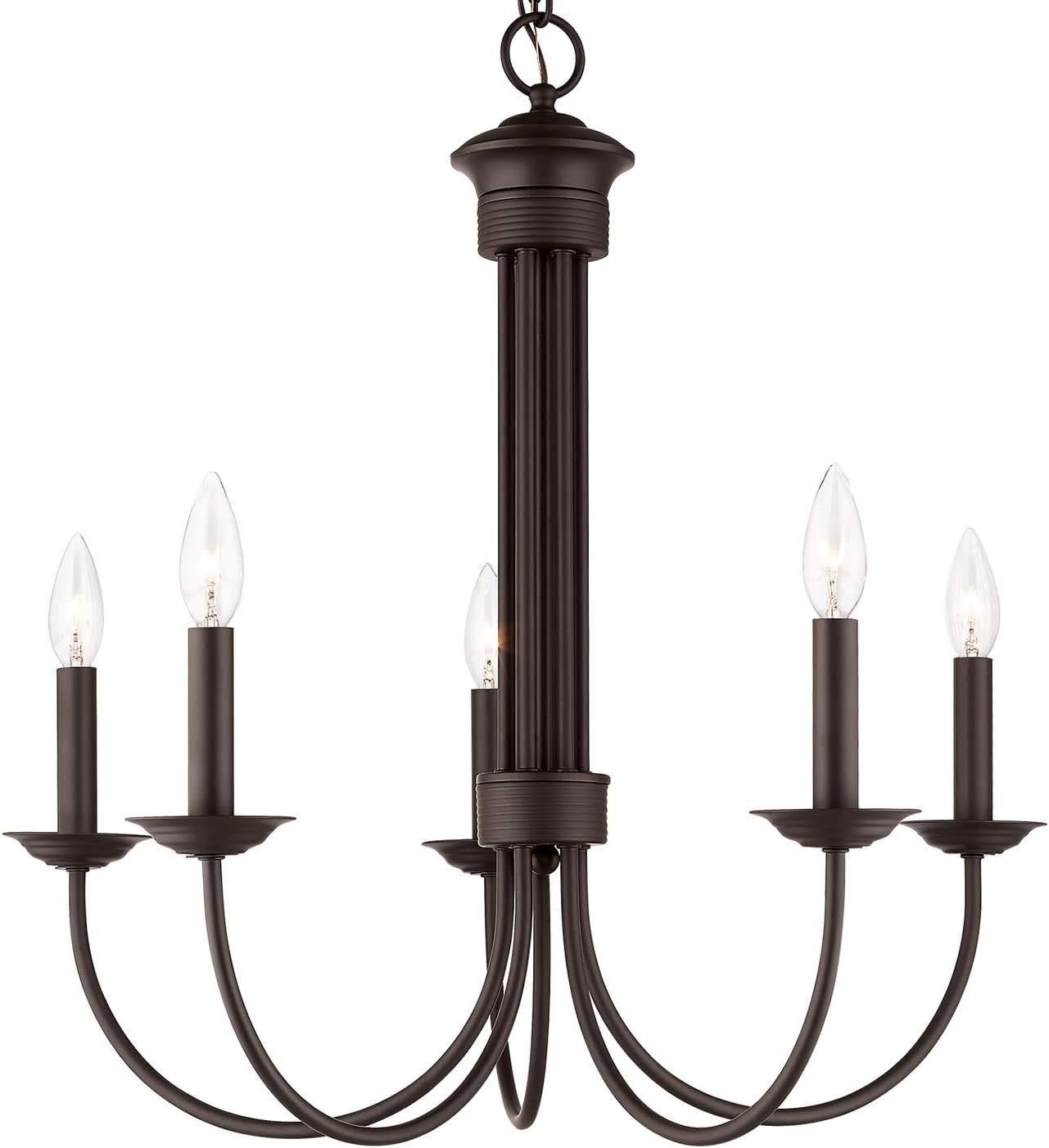 Estate Bronze 5-Light Classical Chandelier with Candelabra Base