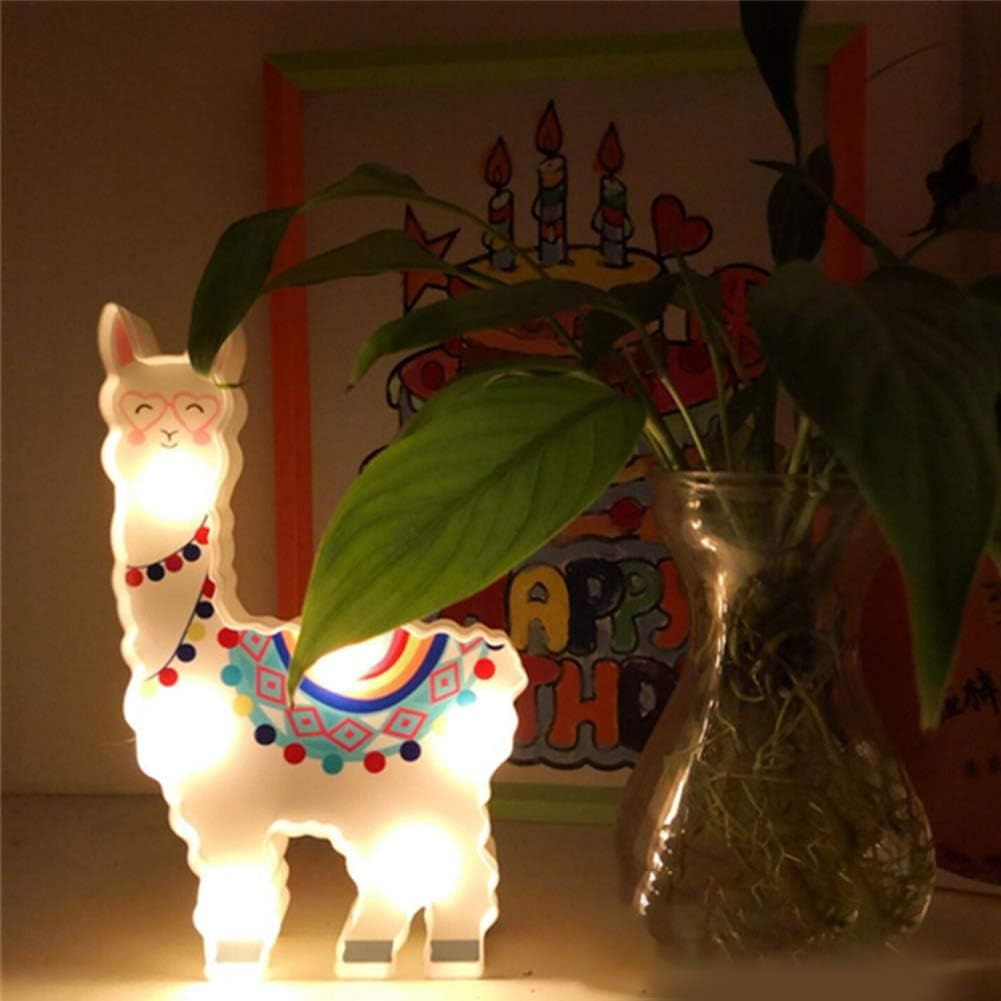 Colorful Alpaca Battery-Operated Night Light for Kids