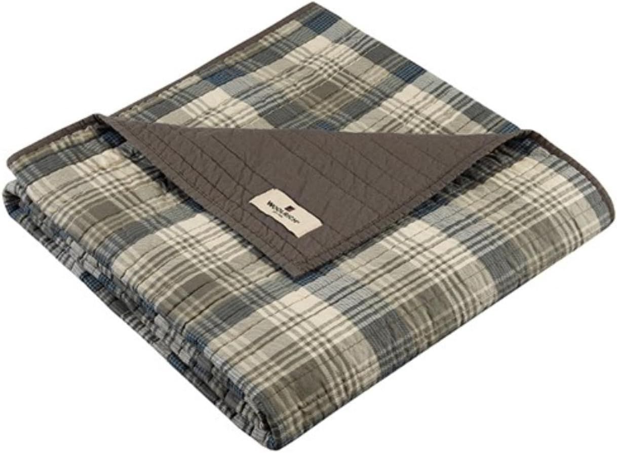 Taupe Cotton Reversible Quilted Throw with Wool Fill