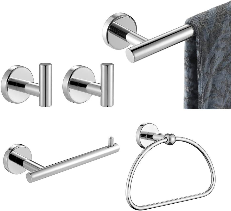 5-Piece Brushed Chrome Stainless Steel Bathroom Hardware Set