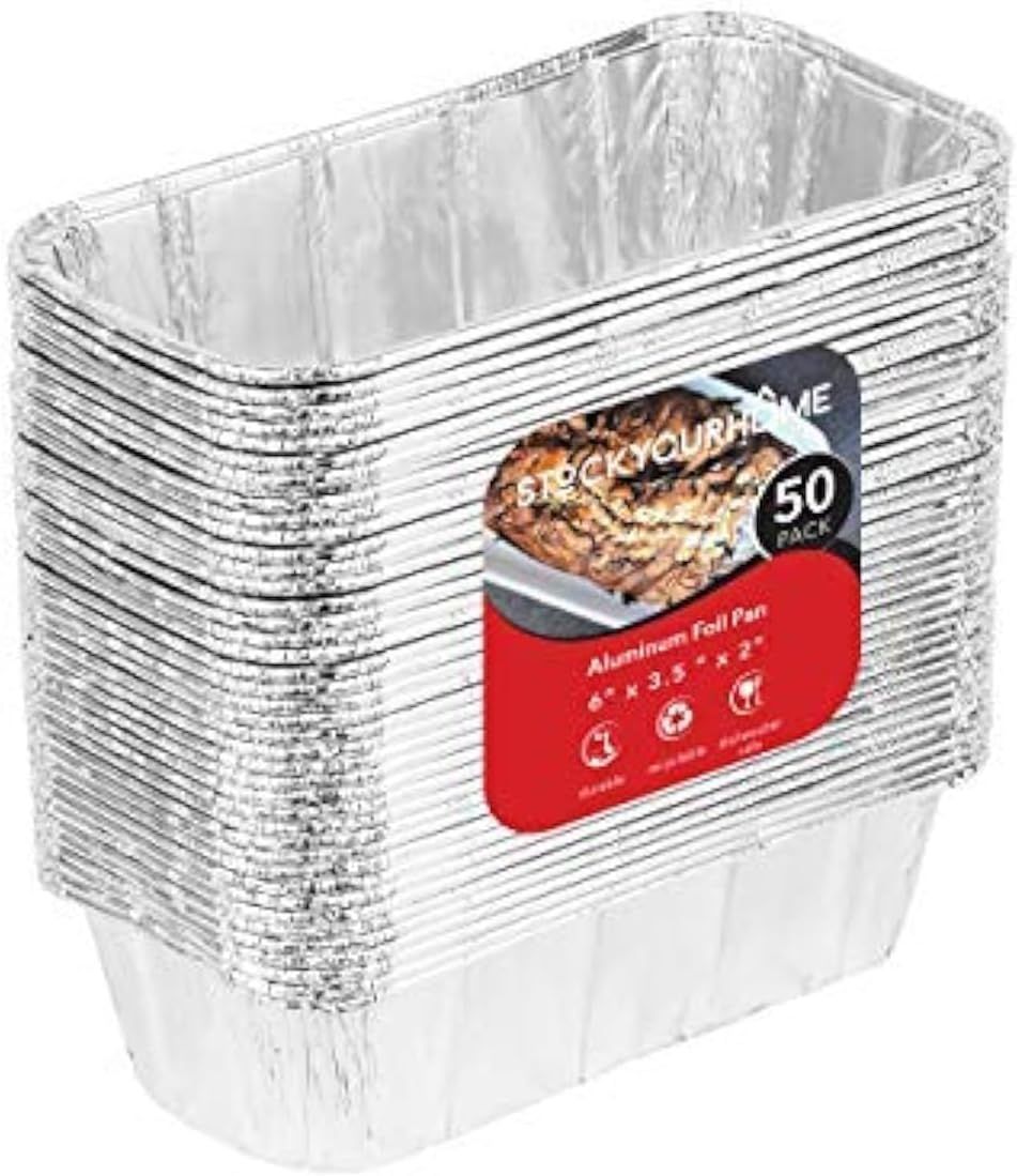 Mini Aluminum Disposable Loaf Pans with Lids, 50 Pack