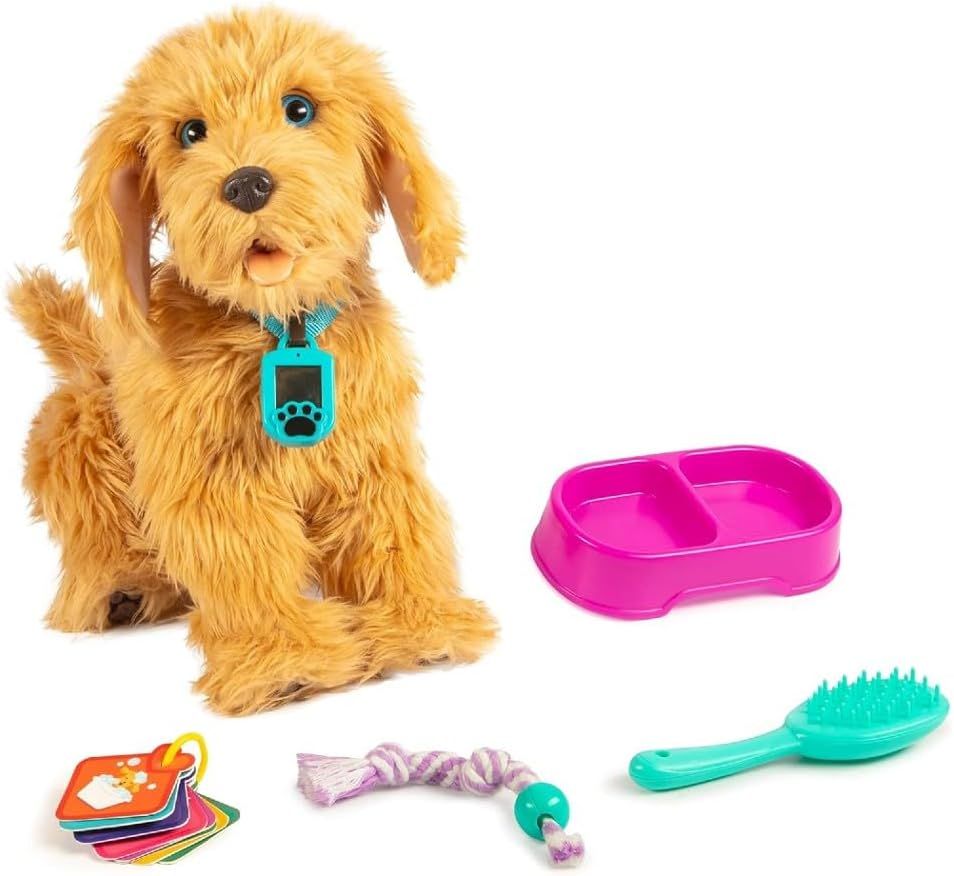 Interactive Brown Plush Labradoodle with Accessories