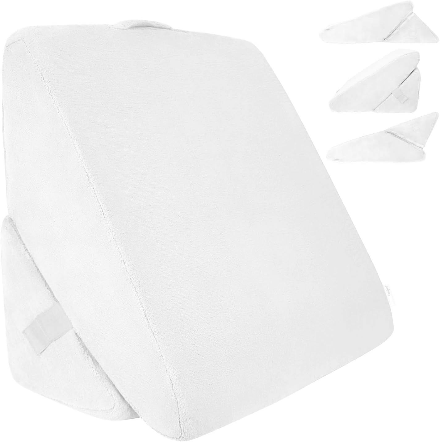 White Memory Foam Adjustable Bed Wedge Pillow