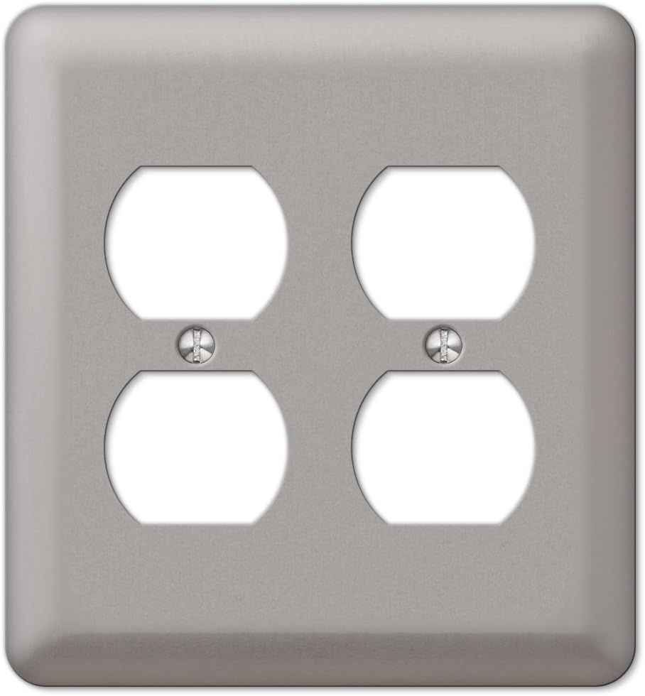 Brushed Nickel Double Duplex Steel Wallplate