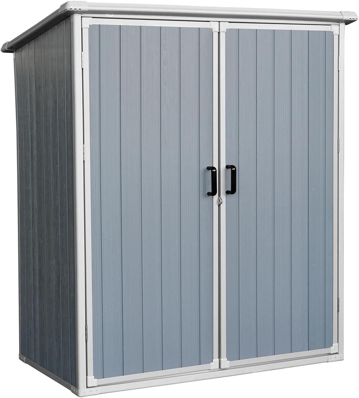 5x3ft Gray Resin Double Door Outdoor Storage Shed