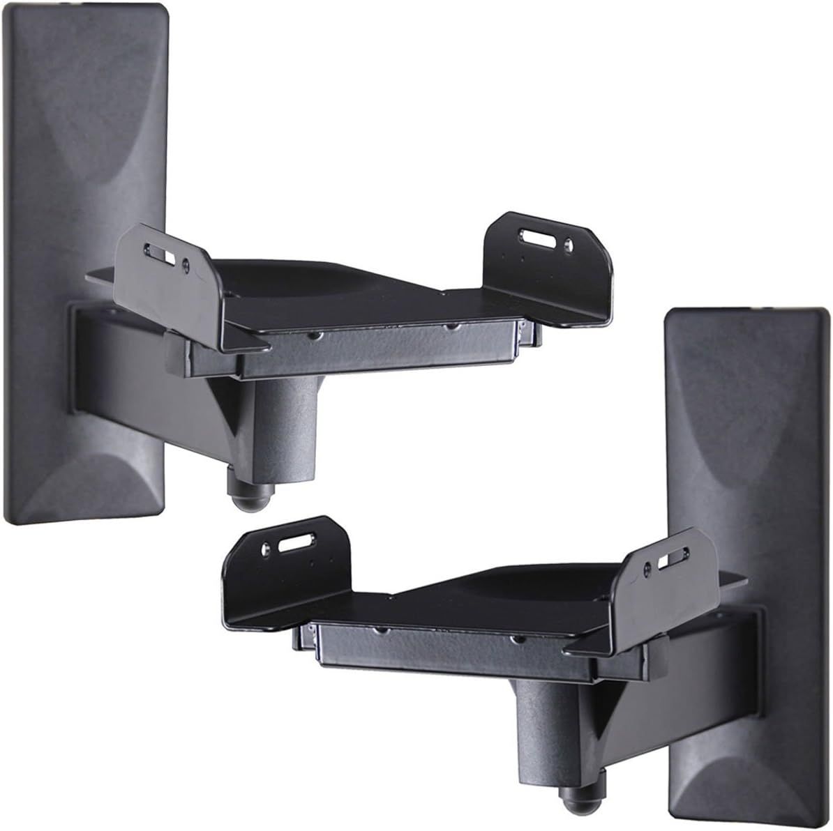 Black Adjustable Wall Mount Speaker Brackets with Swivel and Tilt