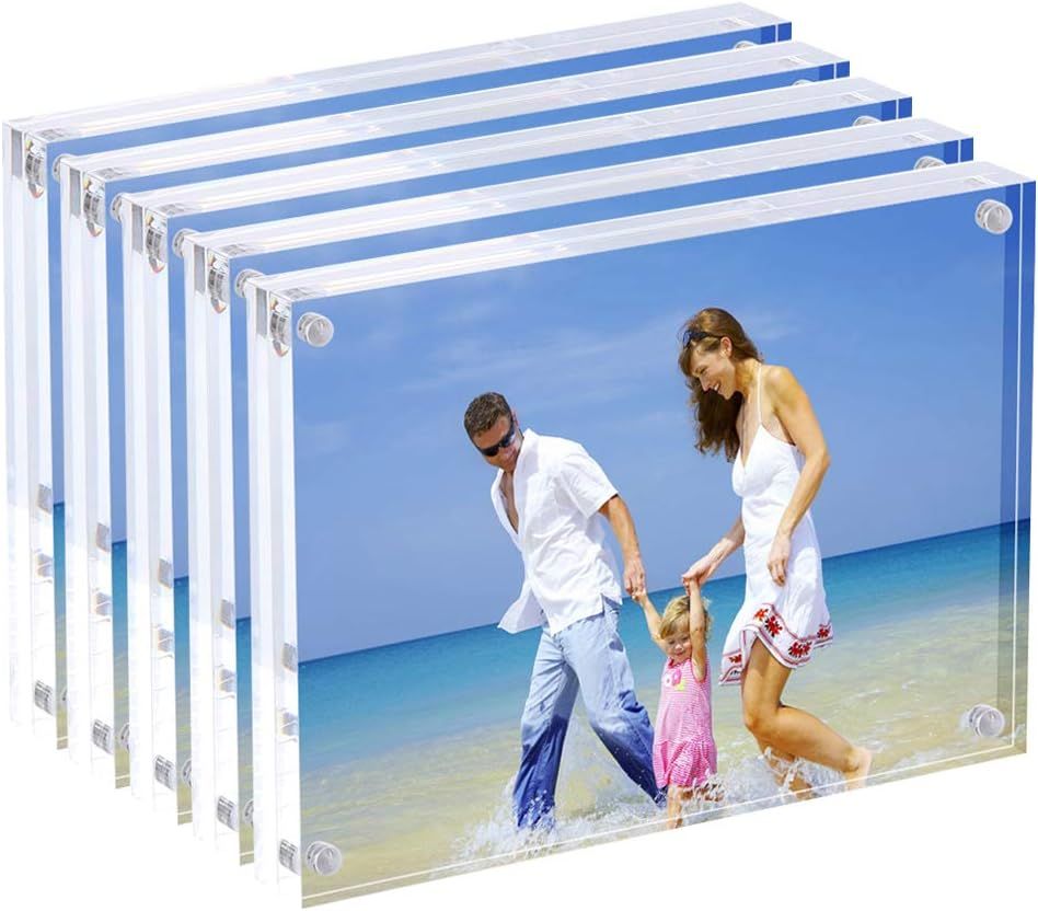 Clear Acrylic Magnetic 5x7 Tabletop Photo Frames Set