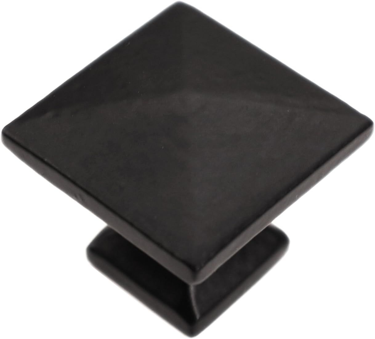 Matte Black Square Iron Cabinet Knob with Mounting Hardware