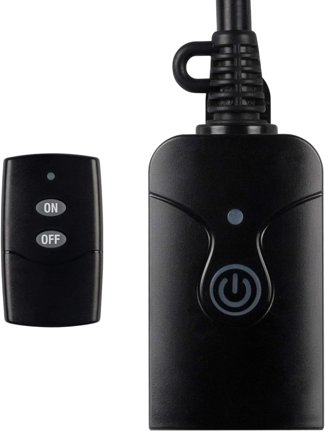 Black Wireless Remote Control Weatherproof Outlet with Push Button