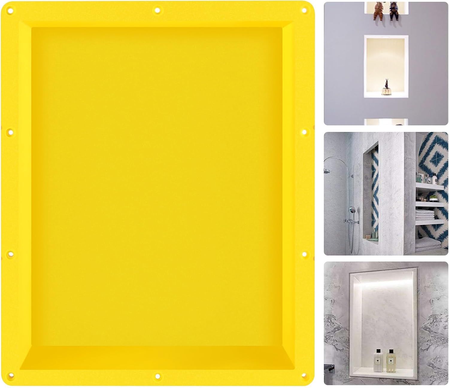 Yellow Plastic Freestanding Shower Niche with Single Shelf