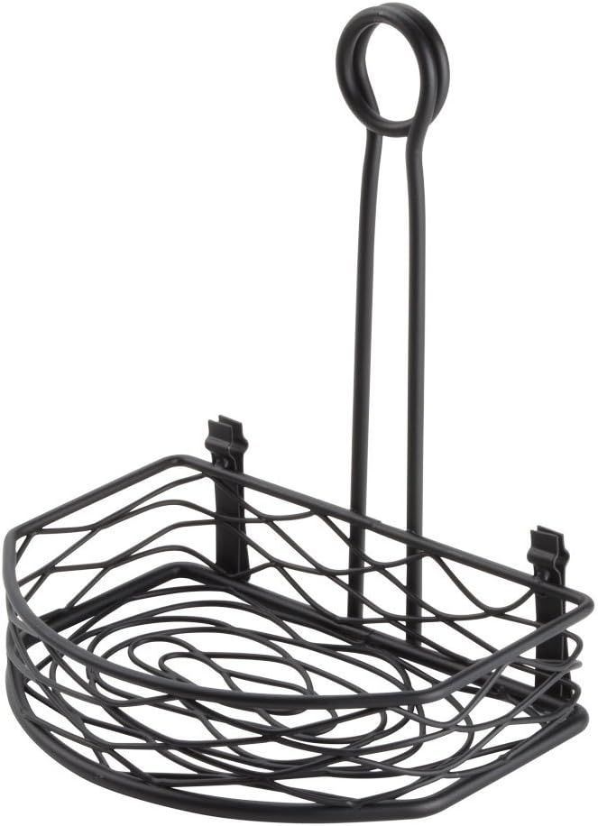 Black Wrought Iron Semi-Round Condiment Rack with Handle