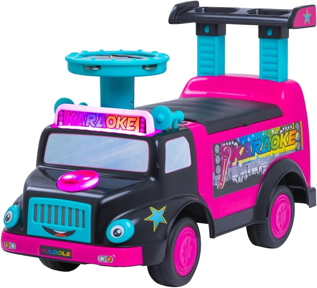 Waddle Toddler Karaoke Party Bus Ride-On Toy with Musical Instruments