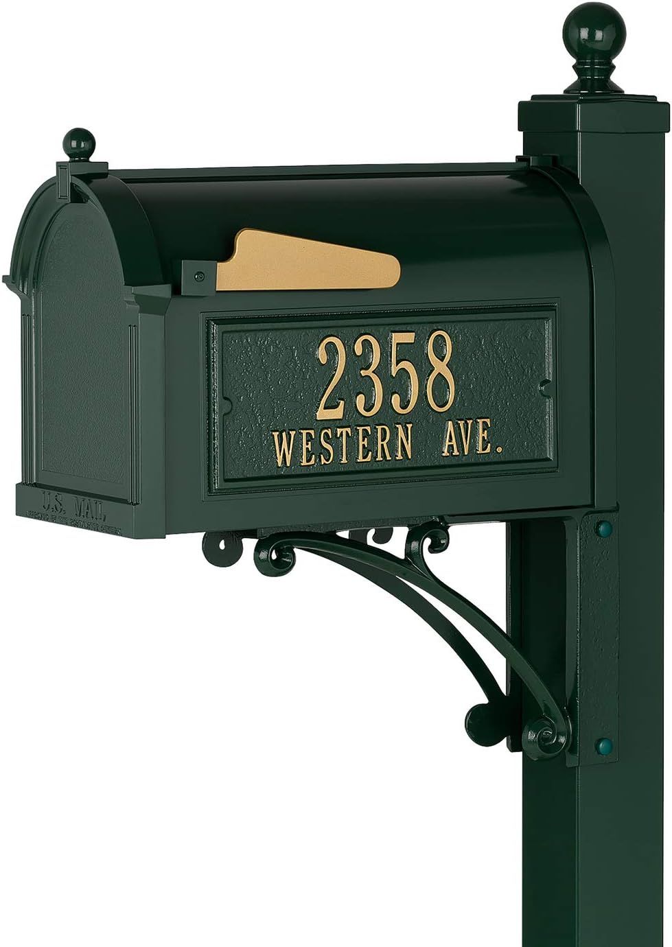 Green Aluminum Deluxe Mailbox Package with Post