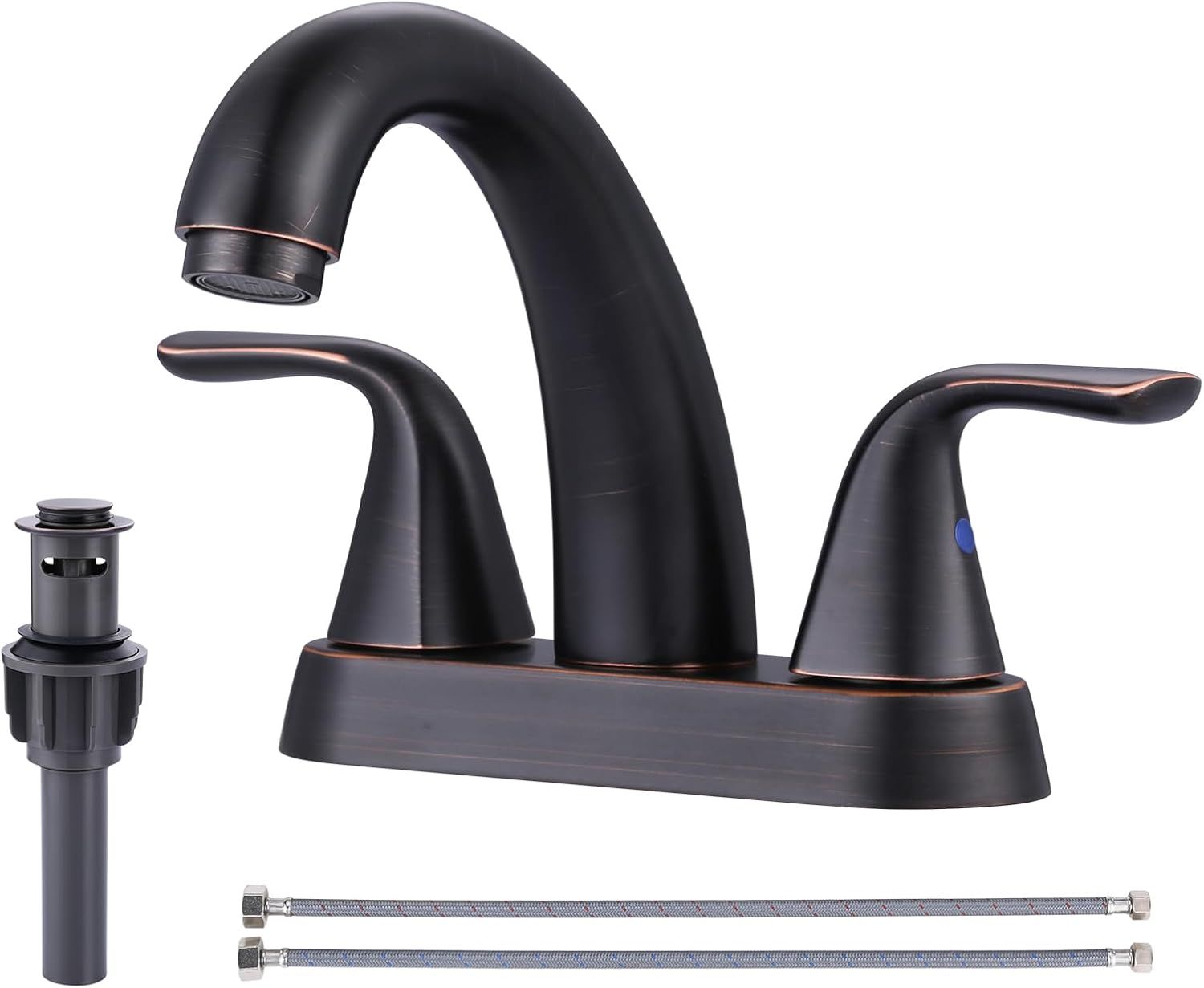 Oil Rubbed Bronze Double Handle High Arc Bathroom Faucet