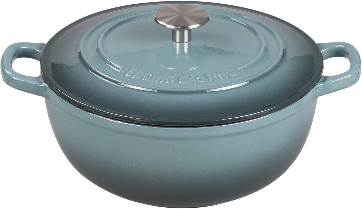 Slate Blue Enameled Cast Iron 5 Quart Dutch Oven with Lid