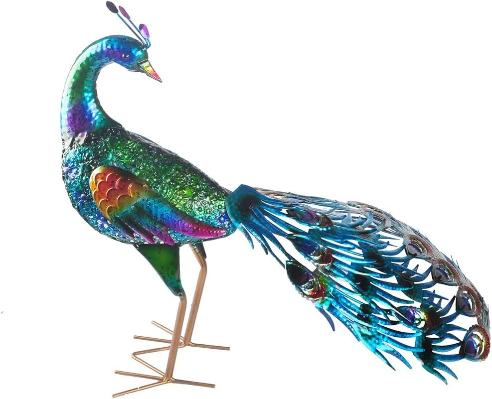 Colorful Metal Peacock Yard Art Sculpture for Outdoor Decoration