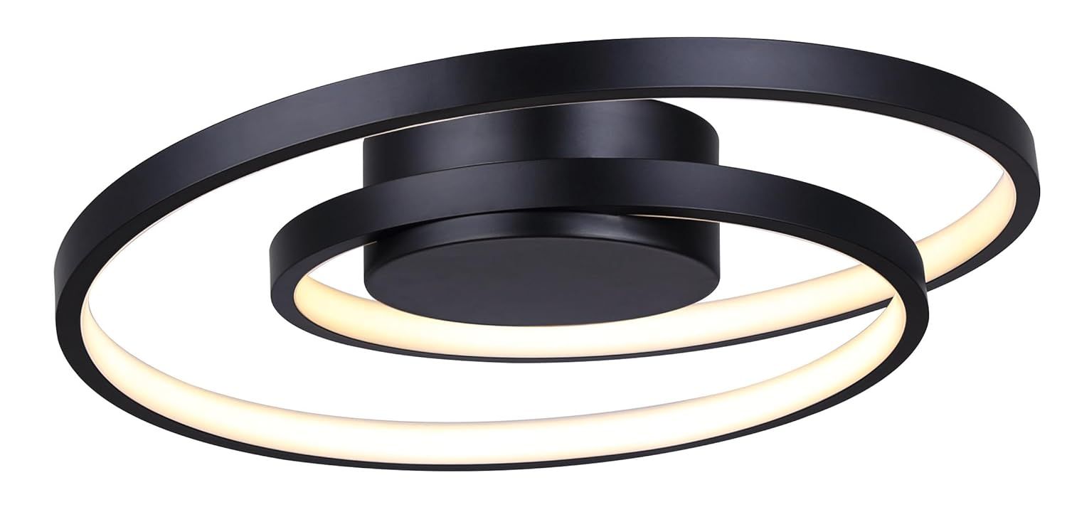 Livana Black and White Glass LED Flush Mount Light