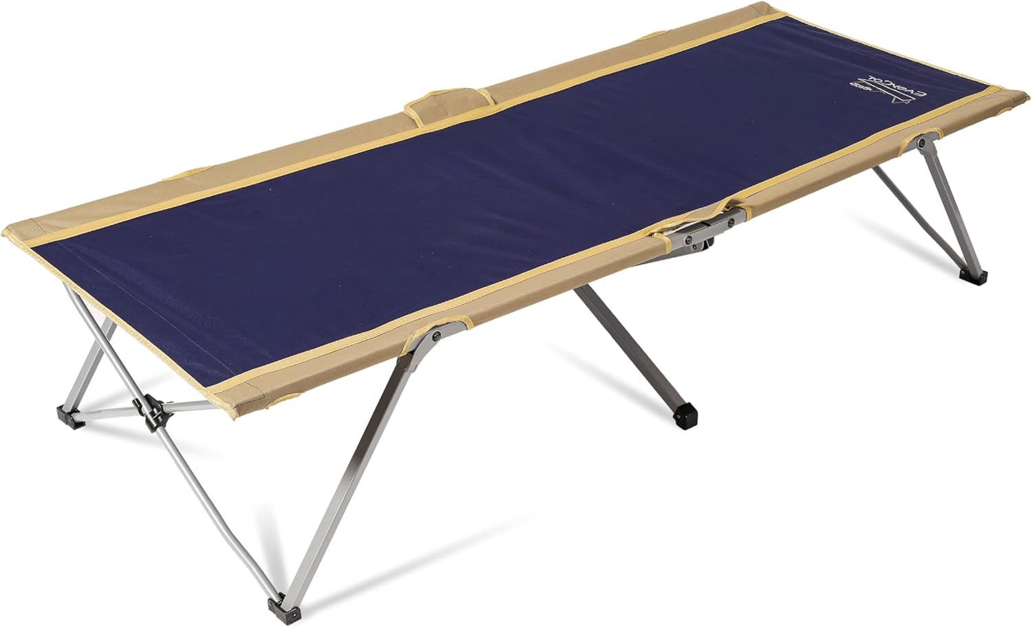 Extra Large Blue and Beige Folding Camping Cot