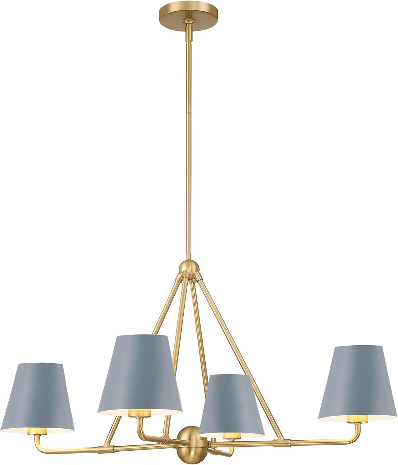 Vibrant Gold and Blue 4-Light Metal Chandelier