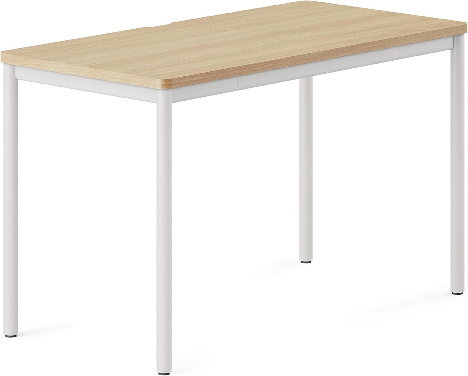 48-Inch Woodgrain and White Adjustable Height Desk with Drawer