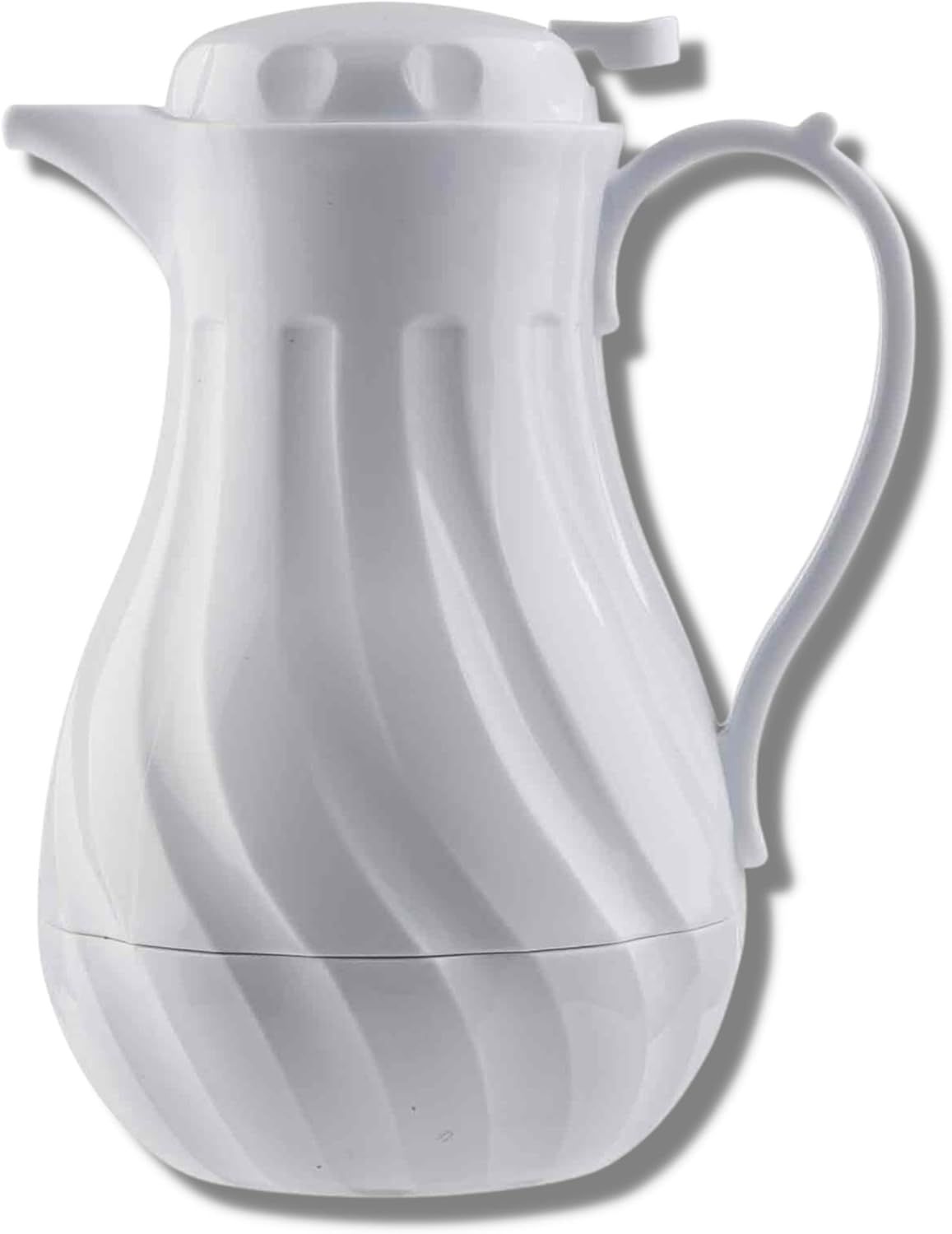 White Polypropylene Insulated Swirl Coffee Server with Lid, 20 Ounce