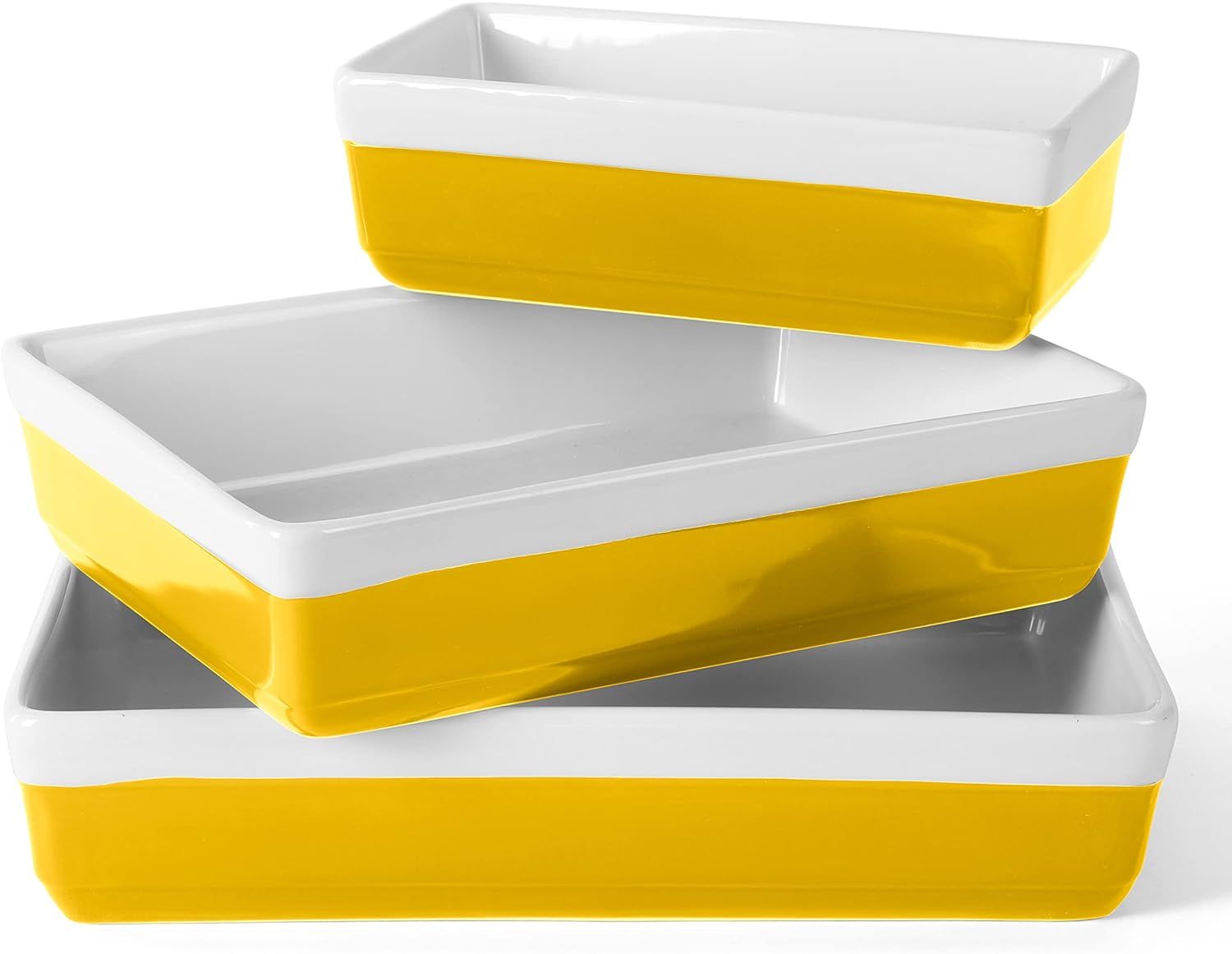 Yellow Stoneware 3-Piece Oven to Table Baking Dish Set