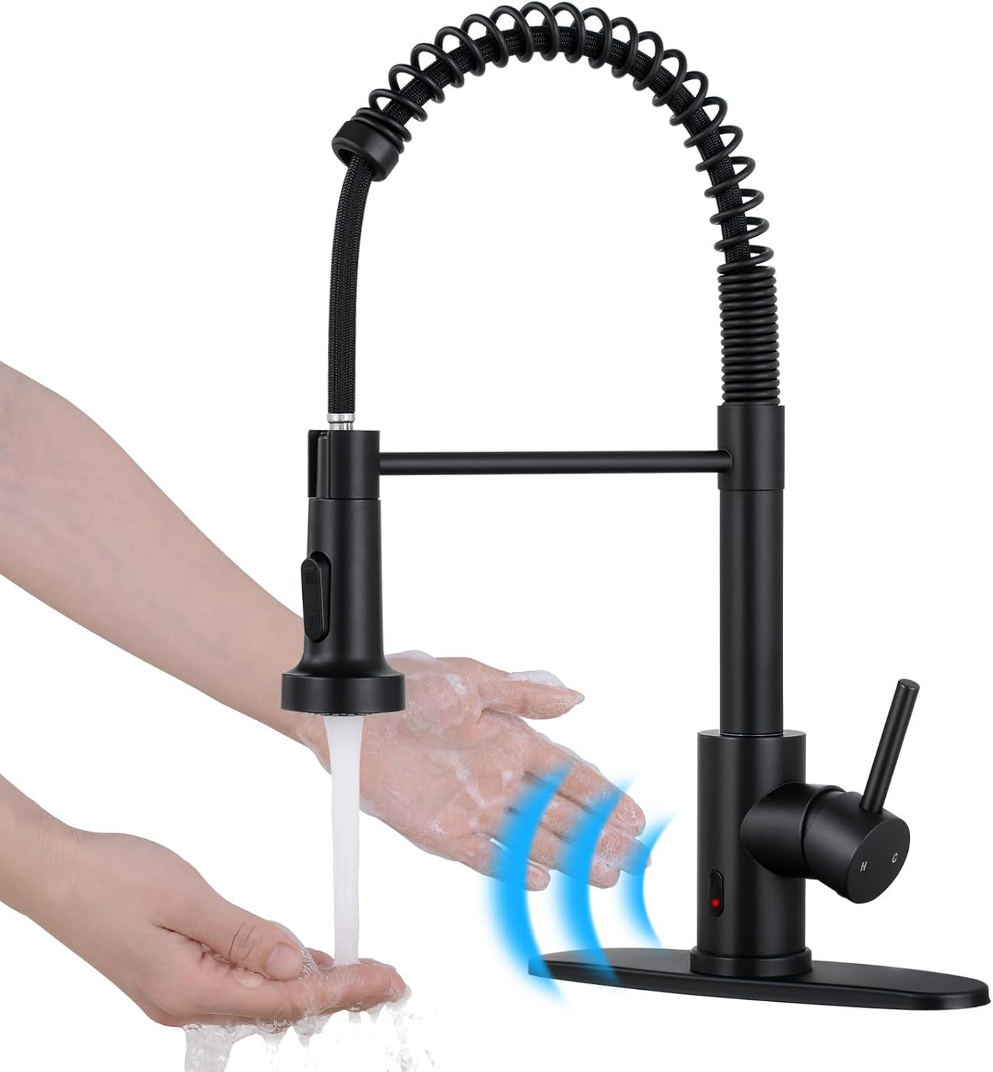 Matte Black Touchless Pull Down Kitchen Faucet with Spray