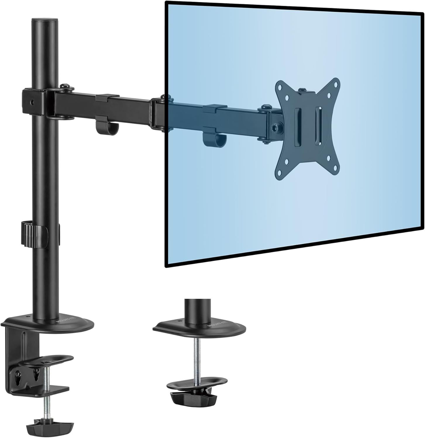 Black Steel Full Motion Single Monitor Desk Mount