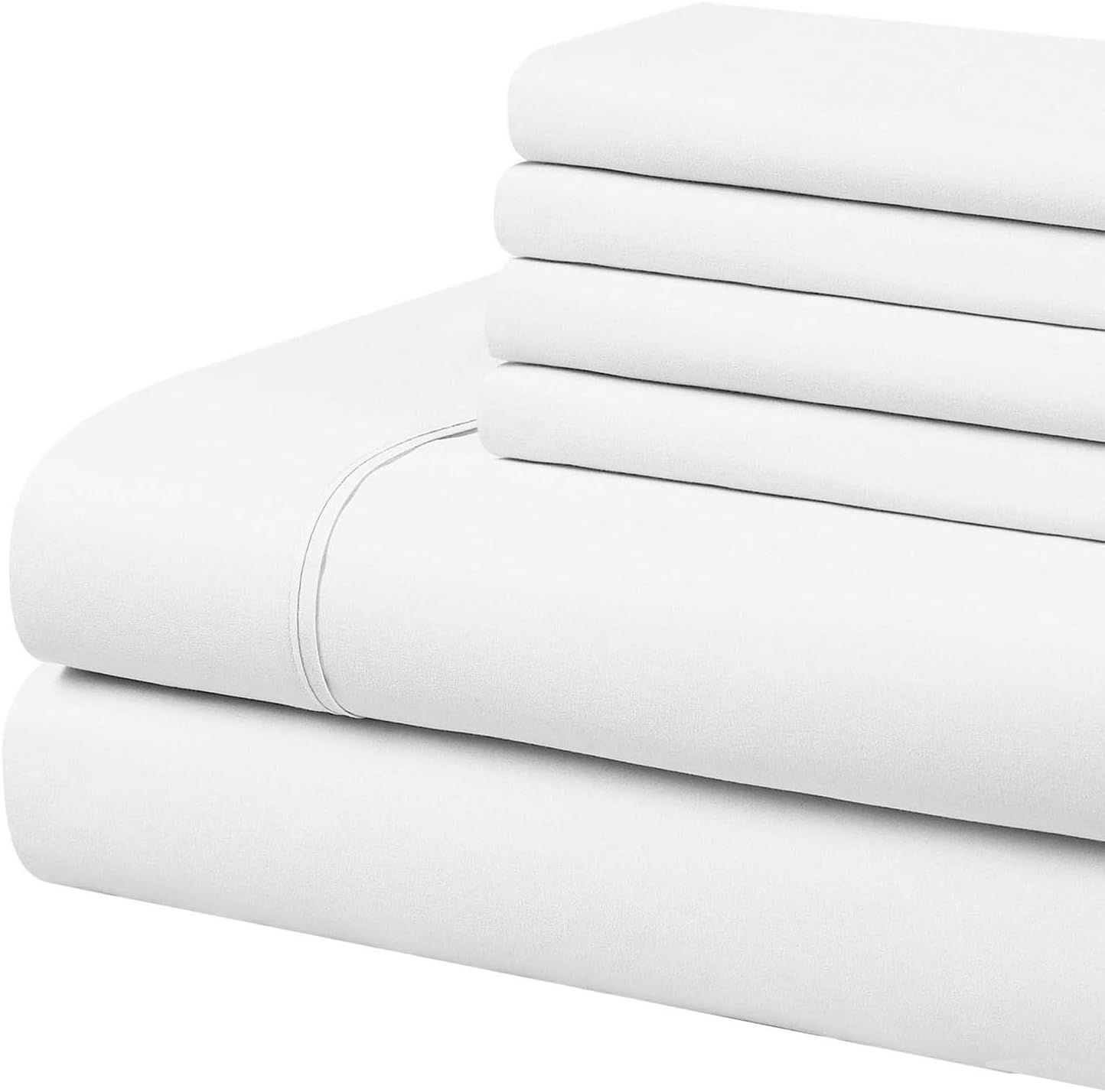 California King White Microfiber Deep Pocket Sheet Set