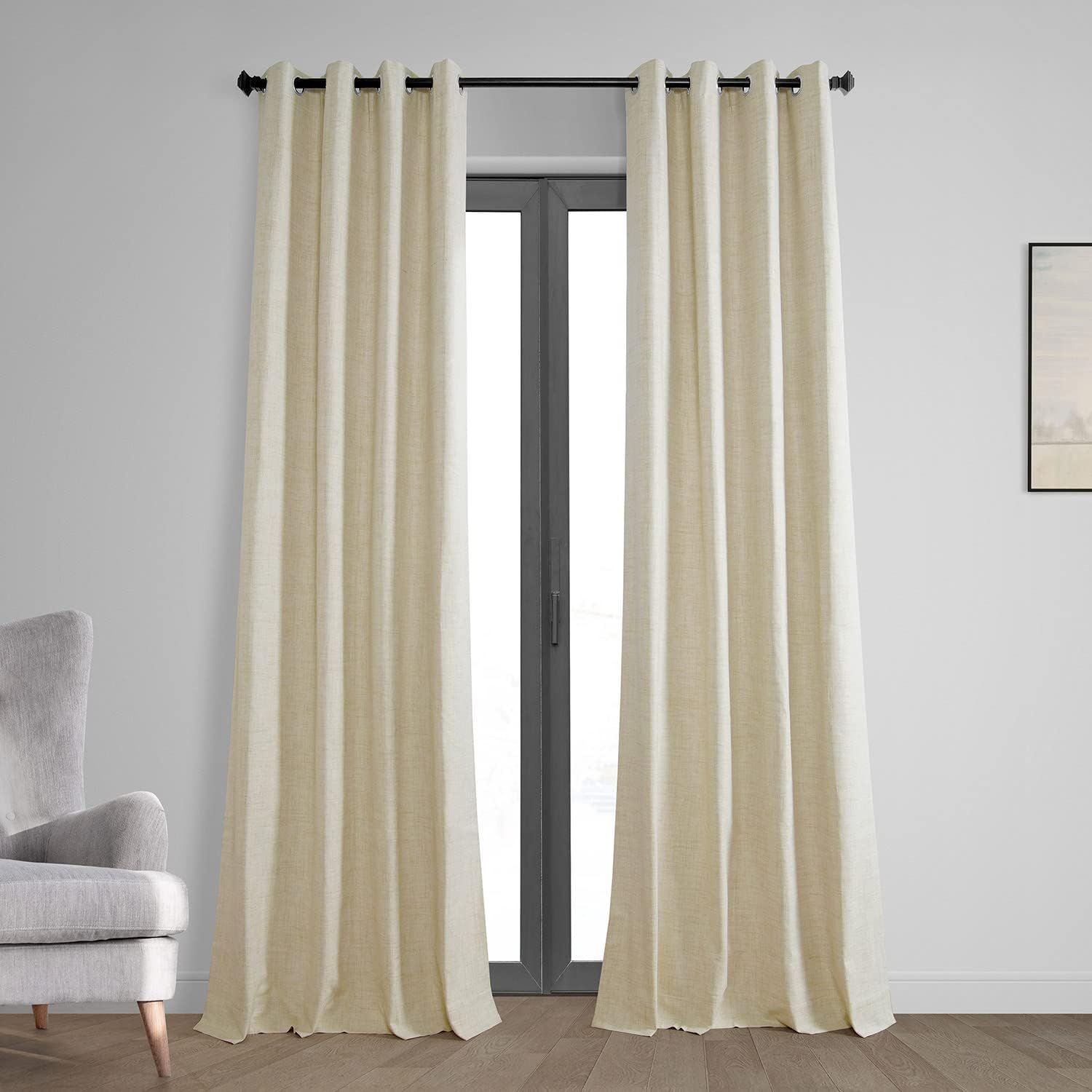 Natural Light Beige Linen Blackout Grommet Window Panel - 50 x 84 in
