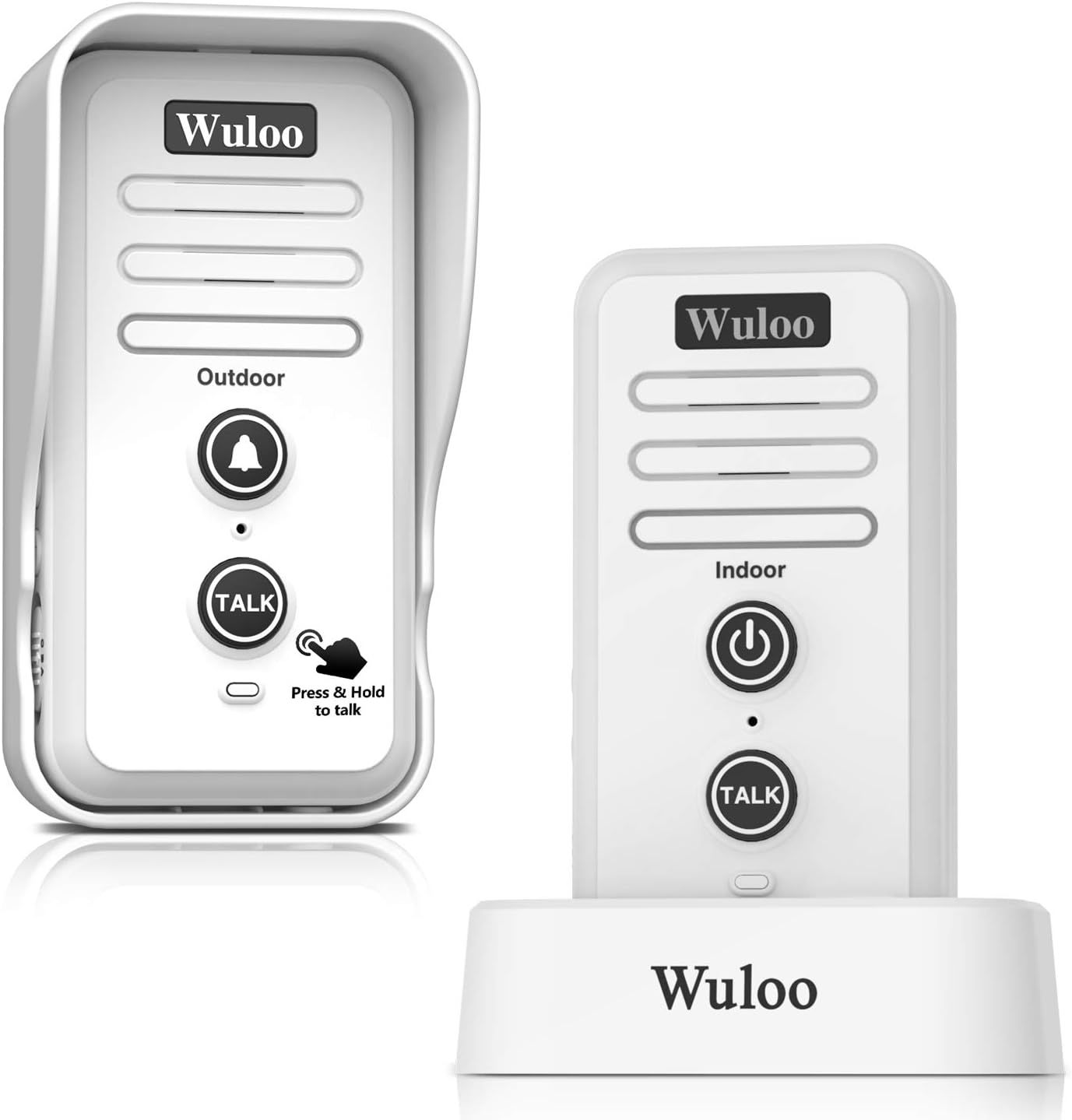 White Wireless Intercom Doorbell Chime with Rechargeable Battery