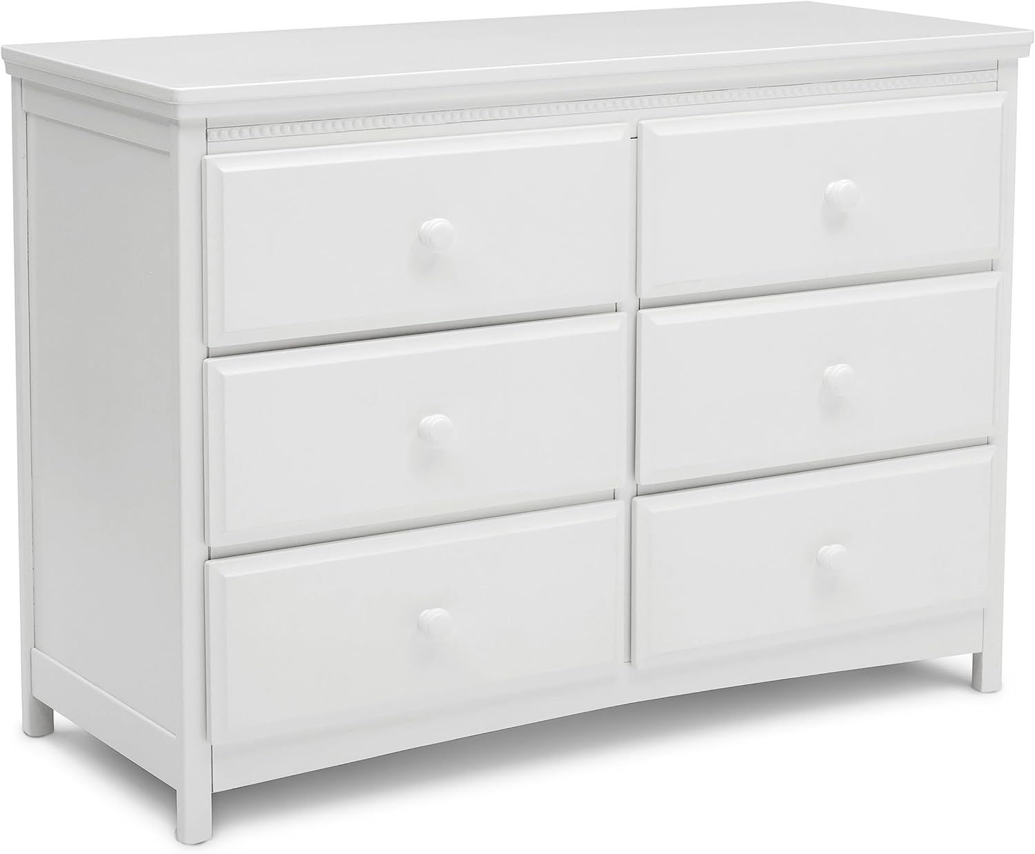 Bianca White 6-Drawer Nursery Dresser with Interlocking Drawers