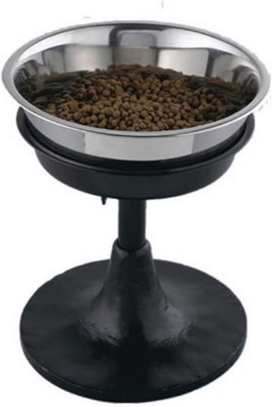 Adjustable Black Iron Elevated Dog Feeder with 3 Quart Stainless Steel Bowl