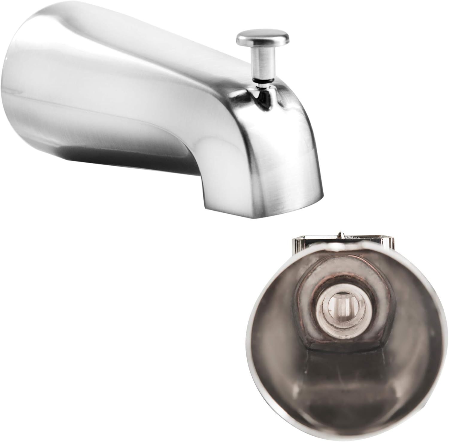 Polished Chrome Wall Mounted Tub Spout with Diverter