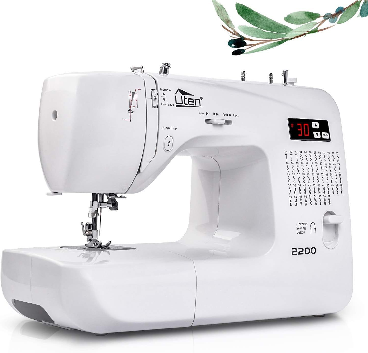 Uten Portable White Computerized Quilting Sewing Machine