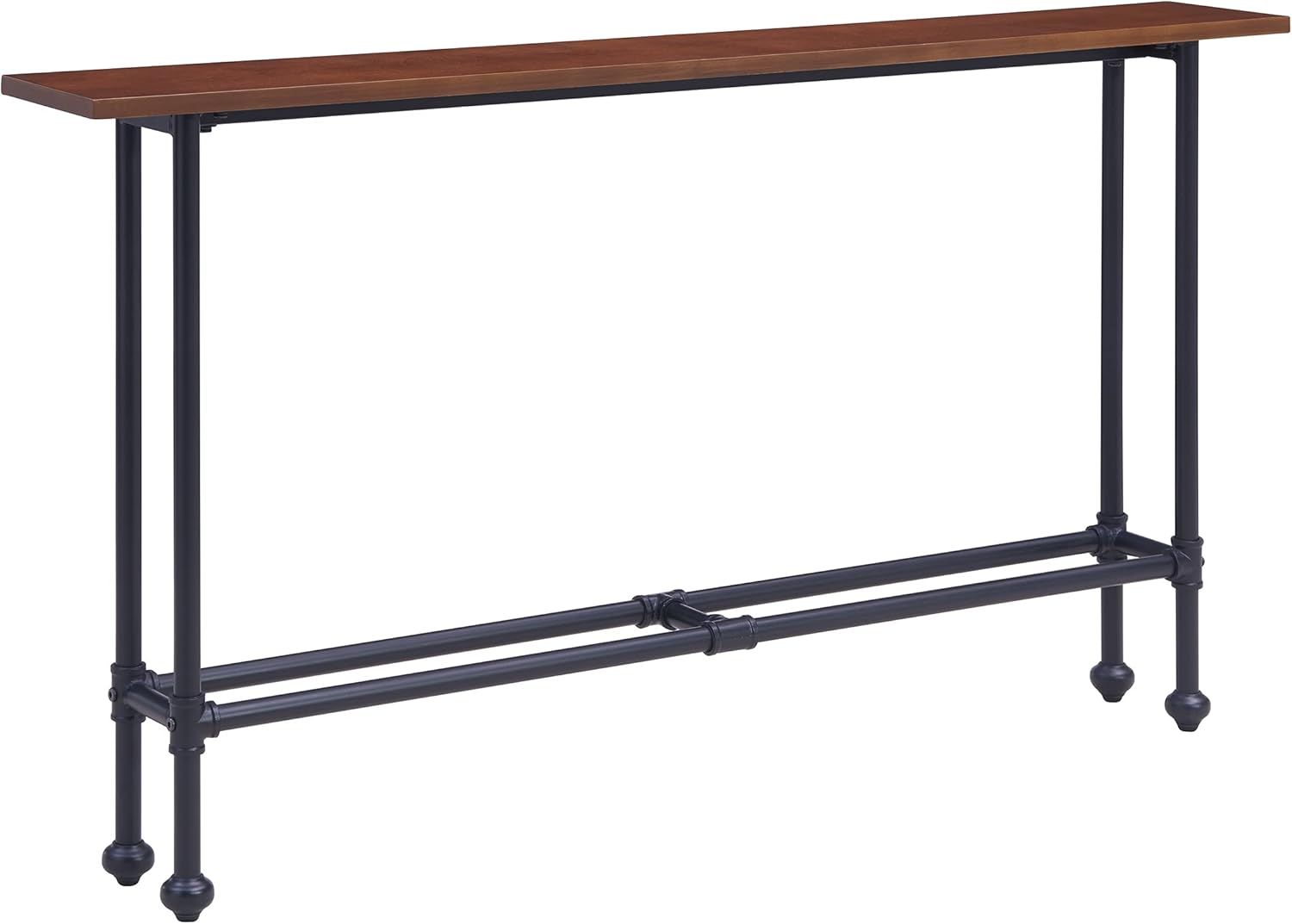 Espresso and Black Wood Rectangular Console Table